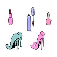 makeup cosmetics lipstick and mascara,vector illustration vector