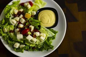 Delicious Fresh Salad On Plate photo