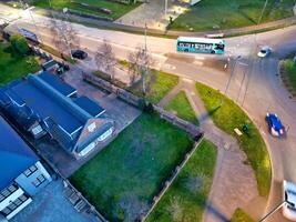 High Angle view of Barnfield College Road at East Luton City of England during Sunset. Luton, England UK. Feb 19th, 2024 photo