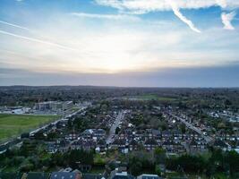 High Angle view of Barnfield College Road at East Luton City of England during Sunset. Luton, England UK. Feb 19th, 2024 photo