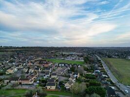 High Angle view of Barnfield College Road at East Luton City of England during Sunset. Luton, England UK. Feb 19th, 2024 photo