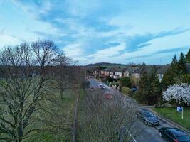 High Angle view of Barnfield College Road at East Luton City of England during Sunset. Luton, England UK. Feb 19th, 2024 photo