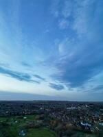 High Angle view of Barnfield College Road at East Luton City of England during Sunset. Luton, England UK. Feb 19th, 2024 photo