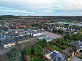 High Angle view of Barnfield College Road at East Luton City of England during Sunset. Luton, England UK. Feb 19th, 2024 photo