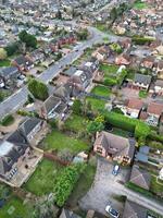 High Angle view of Barnfield College Road at East Luton City of England during Sunset. Luton, England UK. Feb 19th, 2024 photo