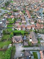 High Angle view of Barnfield College Road at East Luton City of England during Sunset. Luton, England UK. Feb 19th, 2024 photo