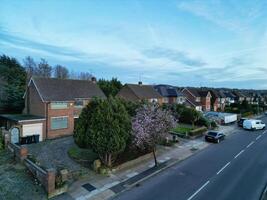 High Angle view of Barnfield College Road at East Luton City of England during Sunset. Luton, England UK. Feb 19th, 2024 photo