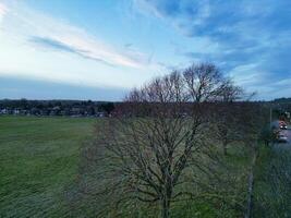 High Angle view of Barnfield College Road at East Luton City of England during Sunset. Luton, England UK. Feb 19th, 2024 photo