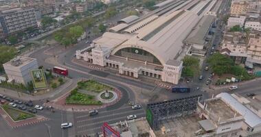 An aerial view of the Hua Lamphong railway station, The former central passenger terminal in Bangkok, Thailand video