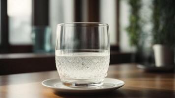 AI generated A glass of water on the table photo