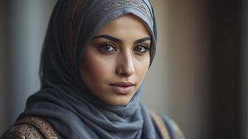 AI generated portrait of a pretty young muslim woman, portrait of a woman, pretty muslim woman photo