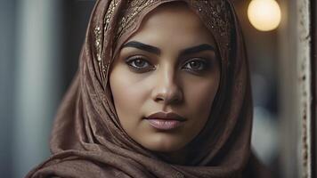 AI generated portrait of a pretty young muslim woman, portrait of a woman, pretty muslim woman photo