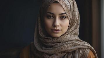 AI generated portrait of a pretty young muslim woman, portrait of a woman, pretty muslim woman photo