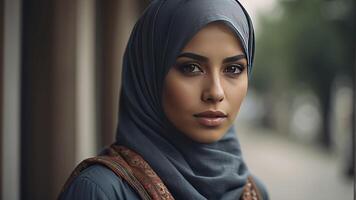 AI generated portrait of a pretty young muslim woman, portrait of a woman, pretty muslim woman photo
