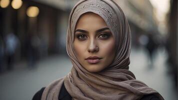 AI generated portrait of a pretty young muslim woman, portrait of a woman, pretty muslim woman photo