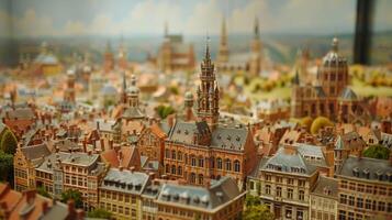 AI generated Miniature model of the city with buildings and streets. photo