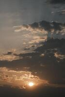 The afterglow of the sunset over the lake photo