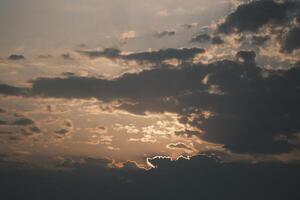 The afterglow of the sunset over the lake photo