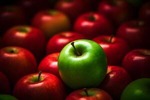 AI generated Lots of green and red apples background. Neural network AI generated photo