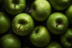 AI generated Many green apples background. Neural network AI generated photo
