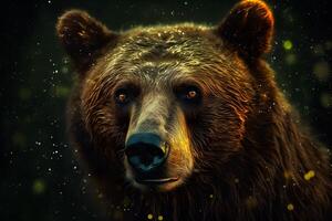 ai generado de cerca retrato de un europeo marrón oso. neural red ai generado foto