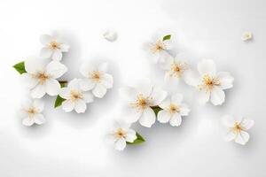 ai generado en primavera, el Cereza flores son en lleno floración. neural red ai generado foto