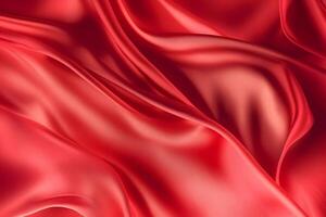 AI generated abstract luxury red silk fabric cloth or liquid wave or texture satin background. Neural network AI generated photo