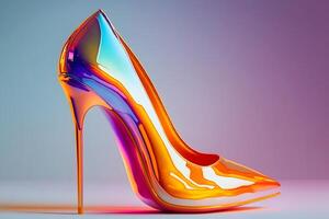 AI generated Holographic pointed toe heel. Neural network AI generated photo