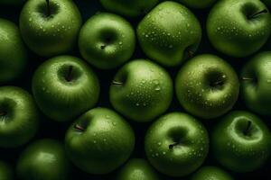 AI generated Many green apples background. Neural network AI generated photo