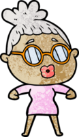 cartoon woman wearing spectacles png