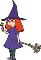 cartoon witch girl with broom png