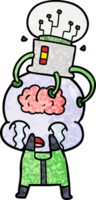 extraterrestre de cerebro grande de dibujos animados llorando con interfaz de cerebro png