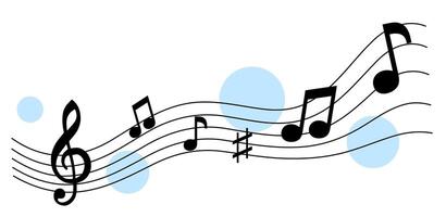 Sheet music on a white background. Doodle. Music vector