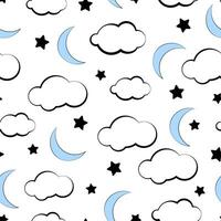 Patern moon and stars on white background vector