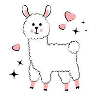 Alpaca on white background. Doodle vector