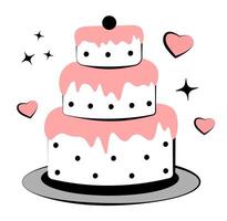 Cake on white background. Doodle vector