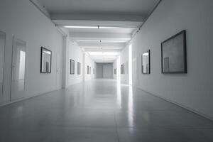 AI generated White gallery room interior. Neural network AI generated photo