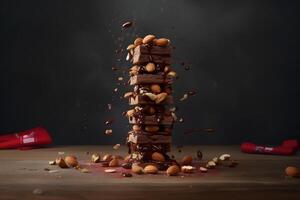 AI generated Chocolate splash cocoa creative poster. Neural network AI generated photo