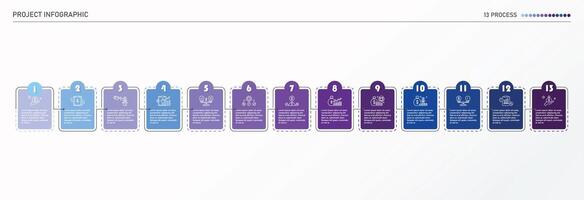 Infographic process design with icons and 13 options or steps. vector