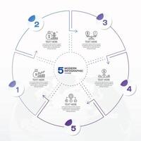 Blue tone circle infographic with 5 steps, process or options. vector