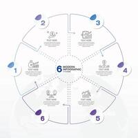 Blue tone circle infographic with 6 steps, process or options. vector