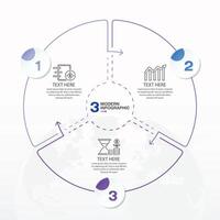 Blue tone circle infographic with 3 steps, process or options. vector