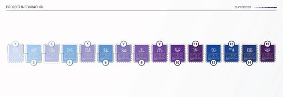 Infographic process design with icons and 15 options or steps. vector