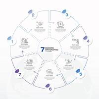 Blue tone circle infographic with 7 steps, process or options. vector
