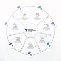 Blue tone circle infographic with 7 steps, process or options. vector