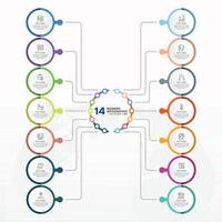 moderno infografía con 14 pasos, proceso o opciones vector