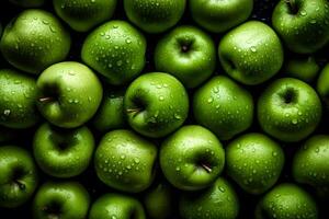 AI generated Many green apples background. Neural network AI generated photo