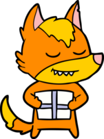 personagem de desenho animado de raposa com presente png