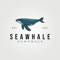 humpback whale logo vector vintage illustration design, whale cartoon symbol vector design