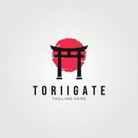 japonés torii portón logo vector ilustración diseño, concepto, firmar símbolo y icono